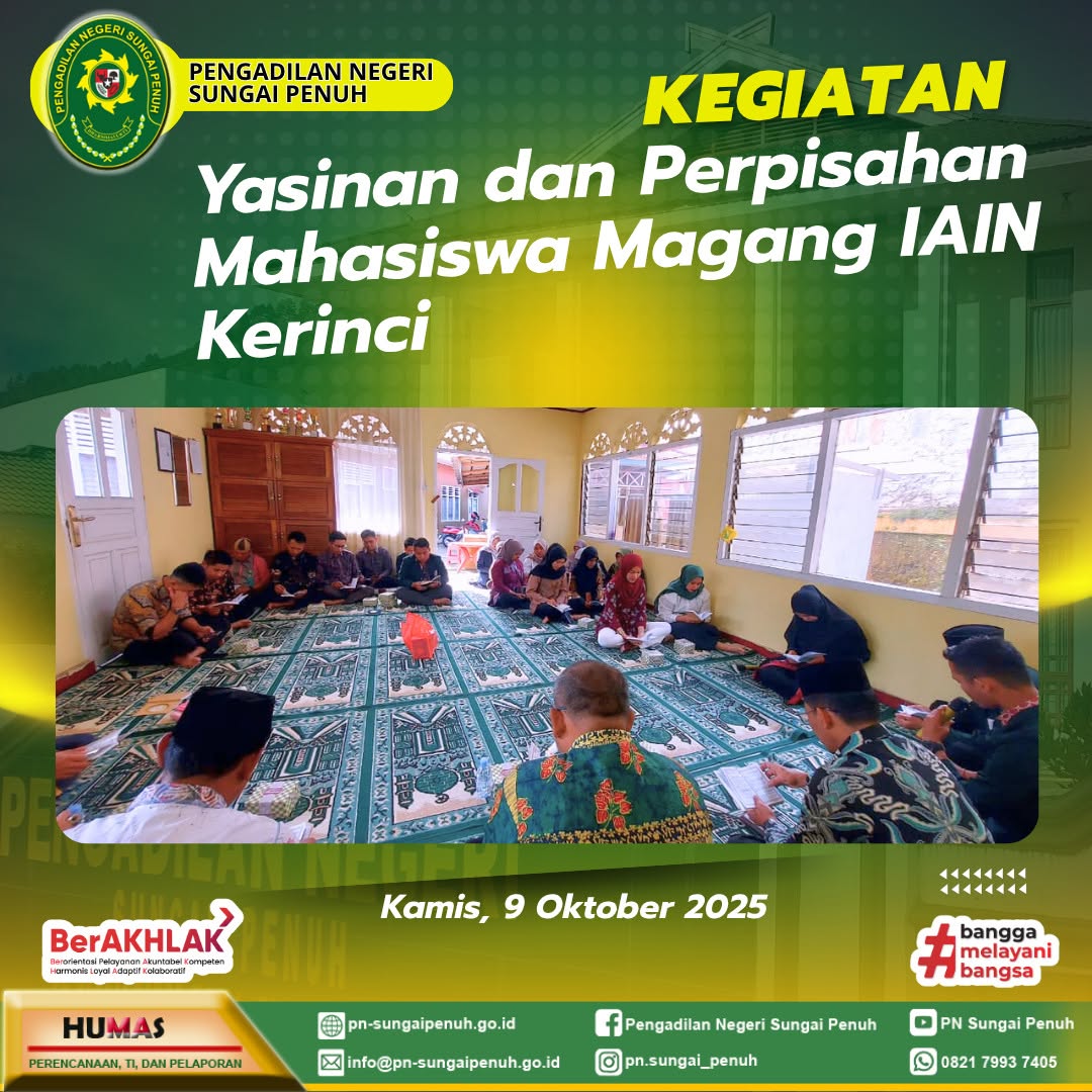 Acara Yasinan dan Perpisahan Mahasiswa/i Magang