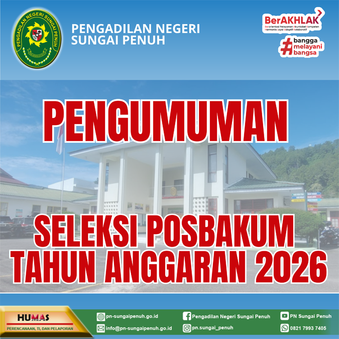 Pengumuman Seleksi Lembaga POSBAKUM Tahun Anggaran 2026